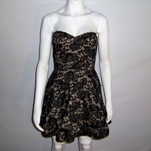 B Darlin Strapless Lace Sequin Dress Sz 9/10 JRS